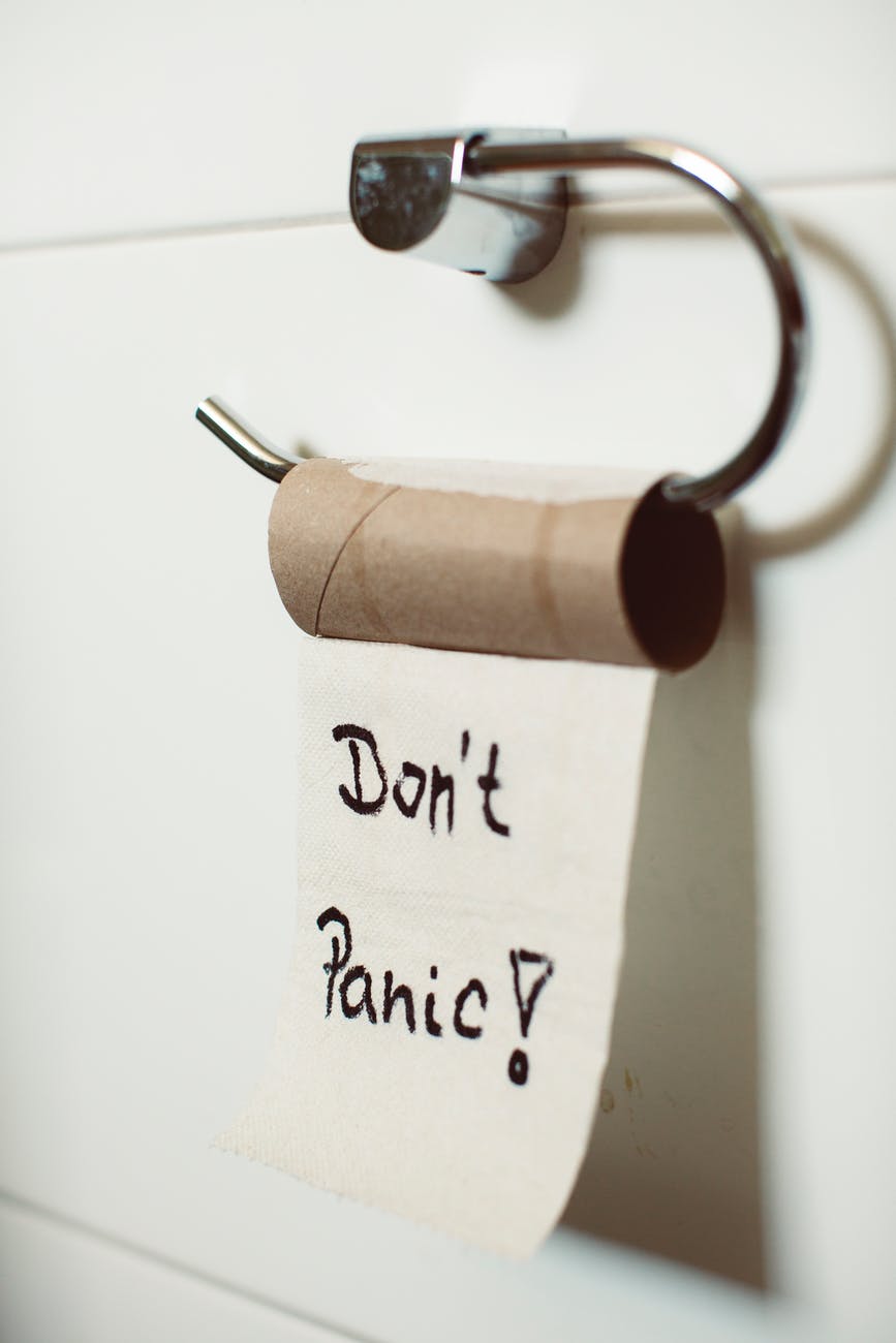 don t panic text on toilet paper